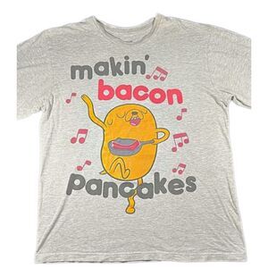 Big Kid Adventure Time Makin Bacon Pancakes Graphic Tee Gray Medium